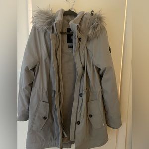 Hollister grey parka. Fur lined.